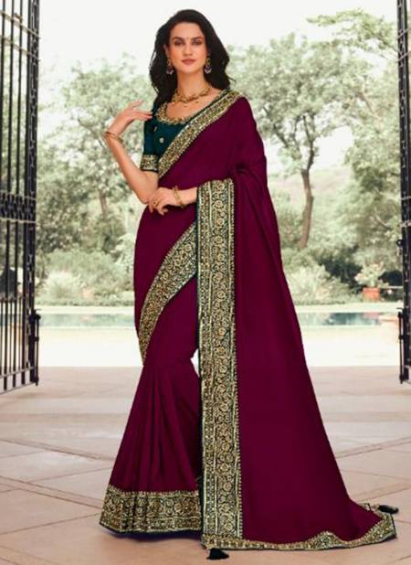 Purple Colour Kavira Vol 4 New Latest Designer Ethnic Wear Vichitra With Bluming Saree Collection 1002